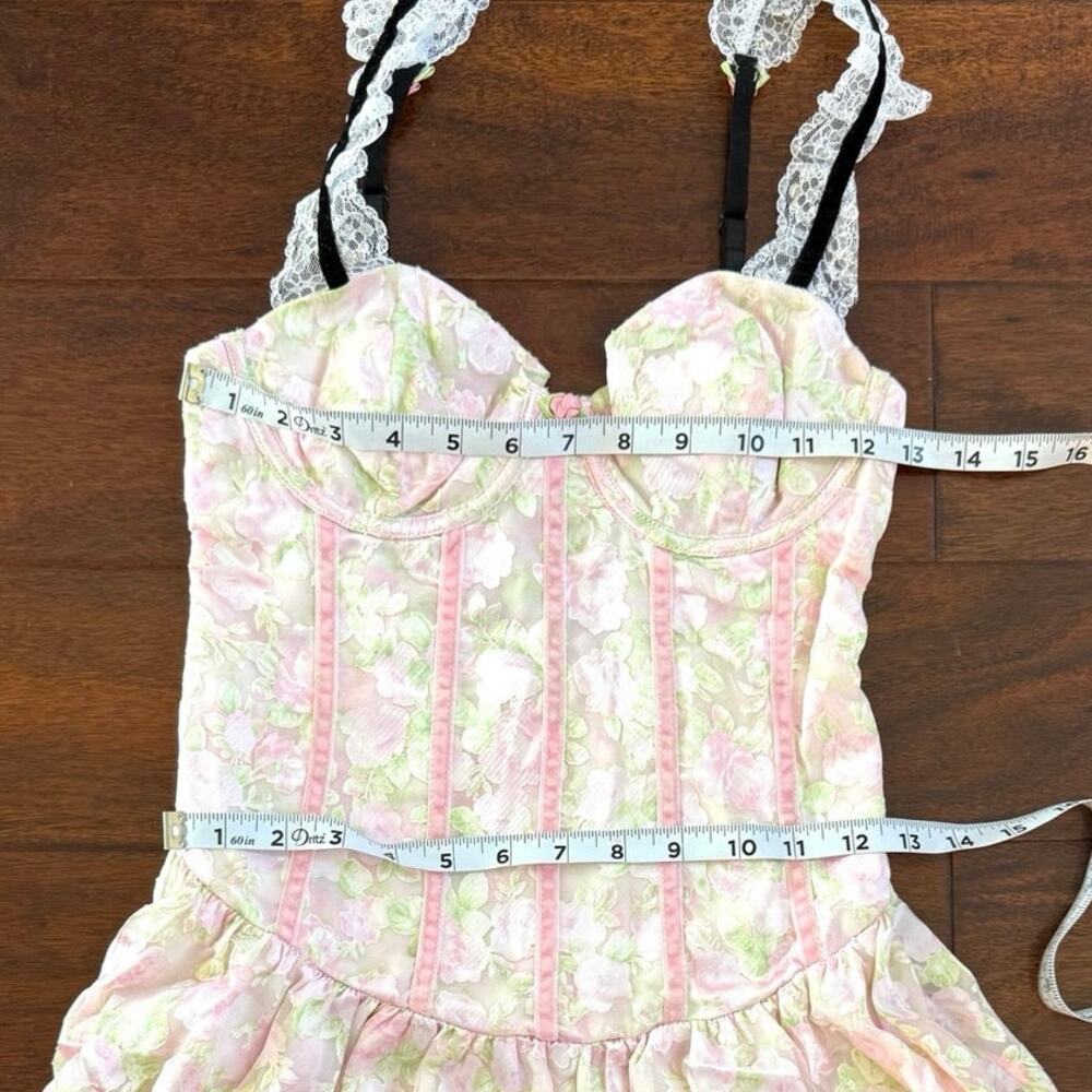 For Love & Lemons Tatiana Small Mini Dress Pink Floral NWT - Picture 12 of 16